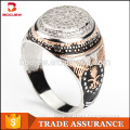 Fashion design seling well in Saudi Arabia gold plated natural stone 925 silver jewelry ring men